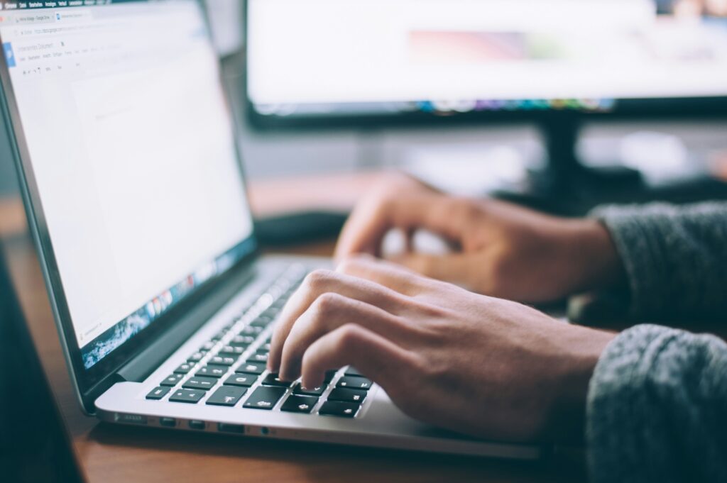 typing on pc